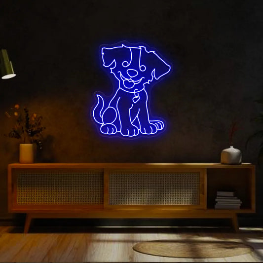 Happy Pup Neon Sign | Blue