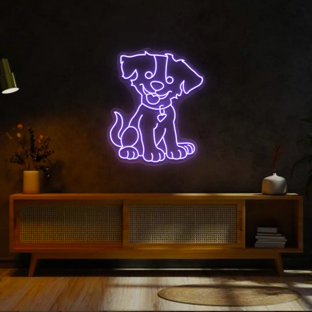 Happy Pup Neon Sign | Purple