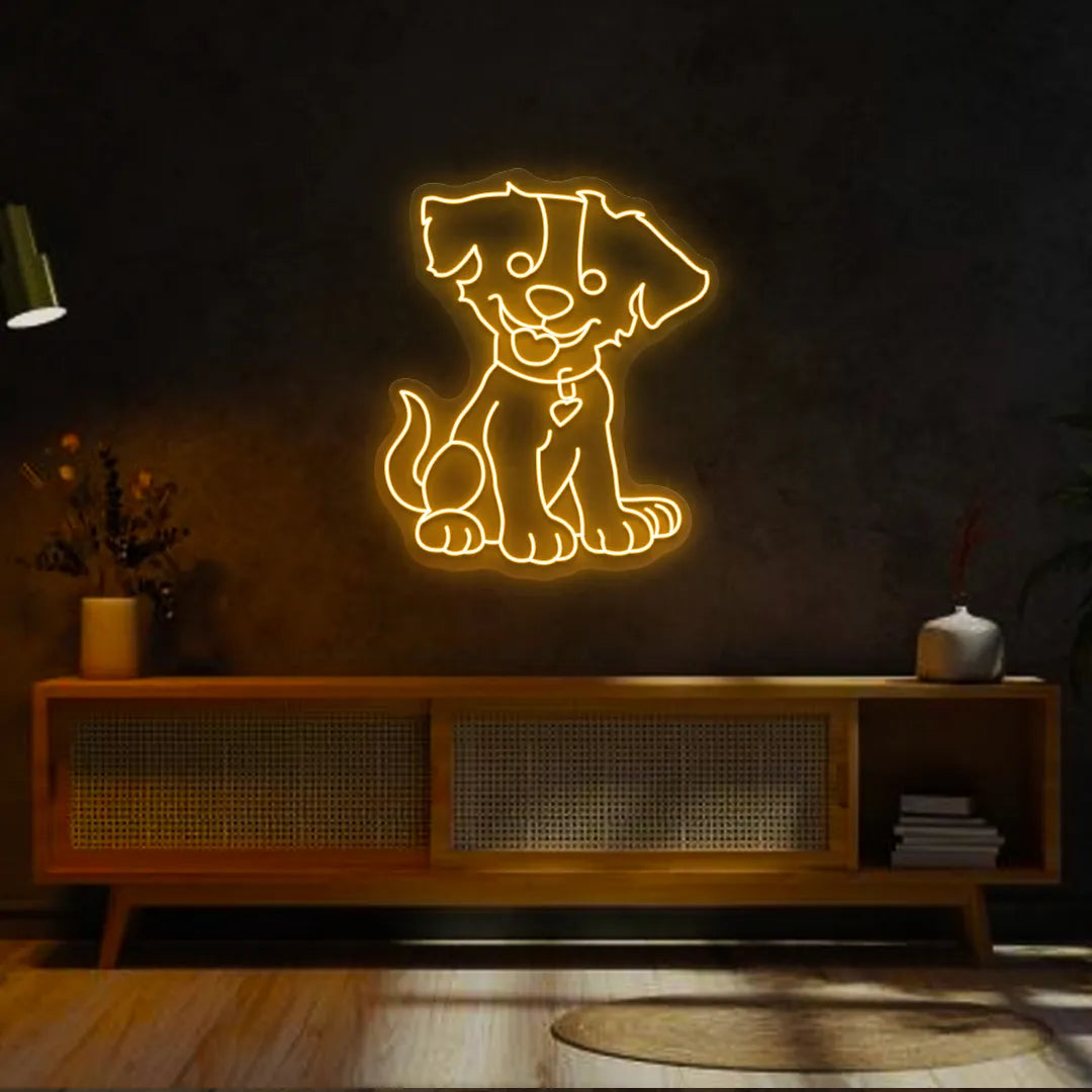 Happy Pup Neon Sign | Orange