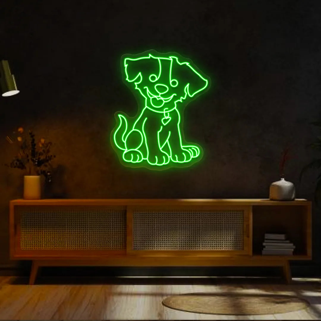 Happy Pup Neon Sign | Green
