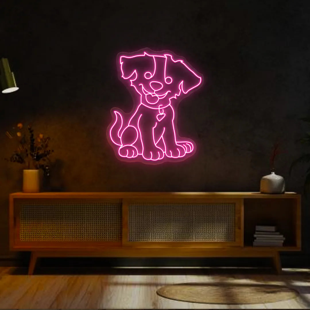 Happy Pup Neon Sign | Pink