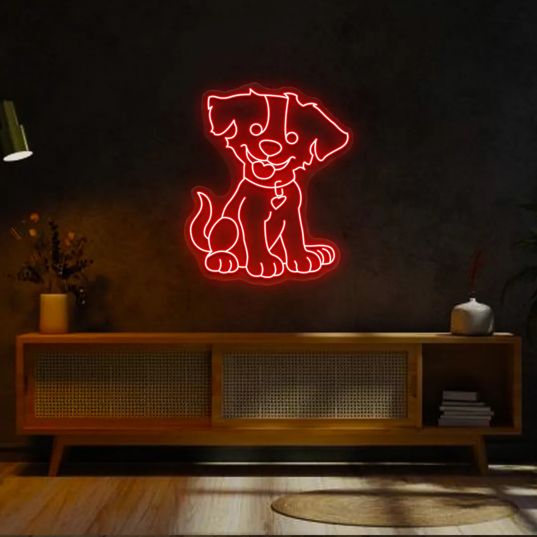 Happy Pup Neon Sign | Red