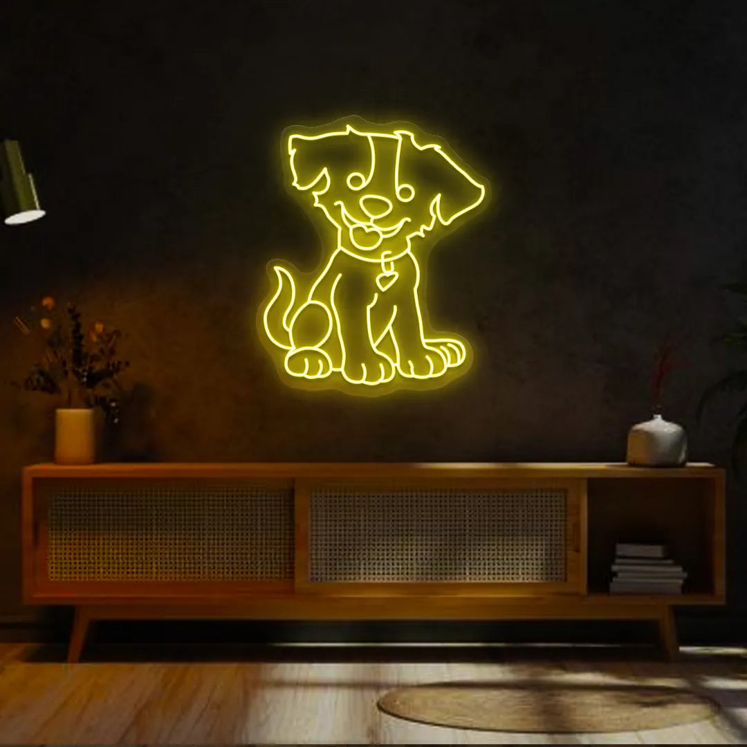 Happy Pup Neon Sign | Yellow