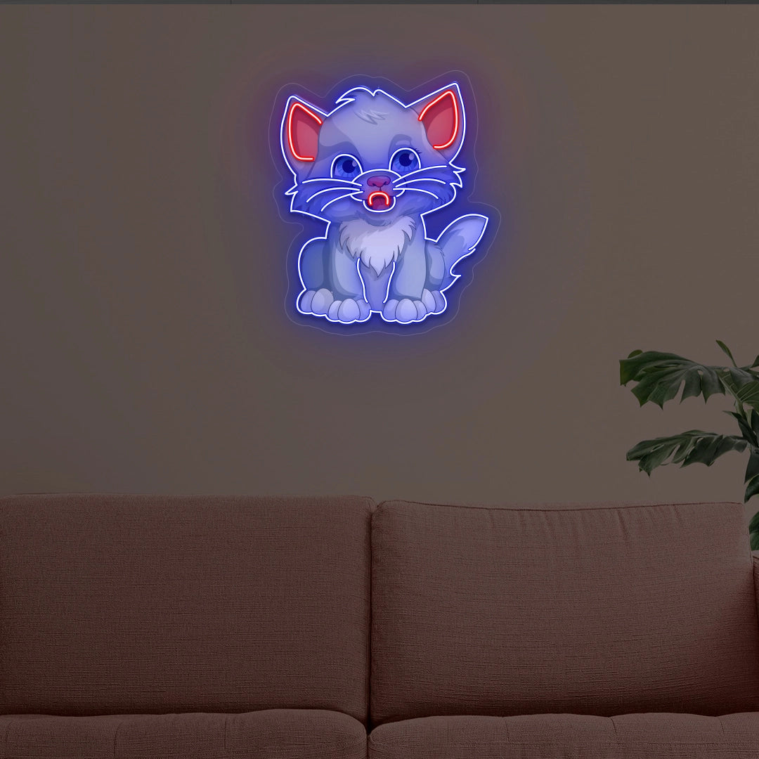 Cute Kitten Artwork Neon Sign