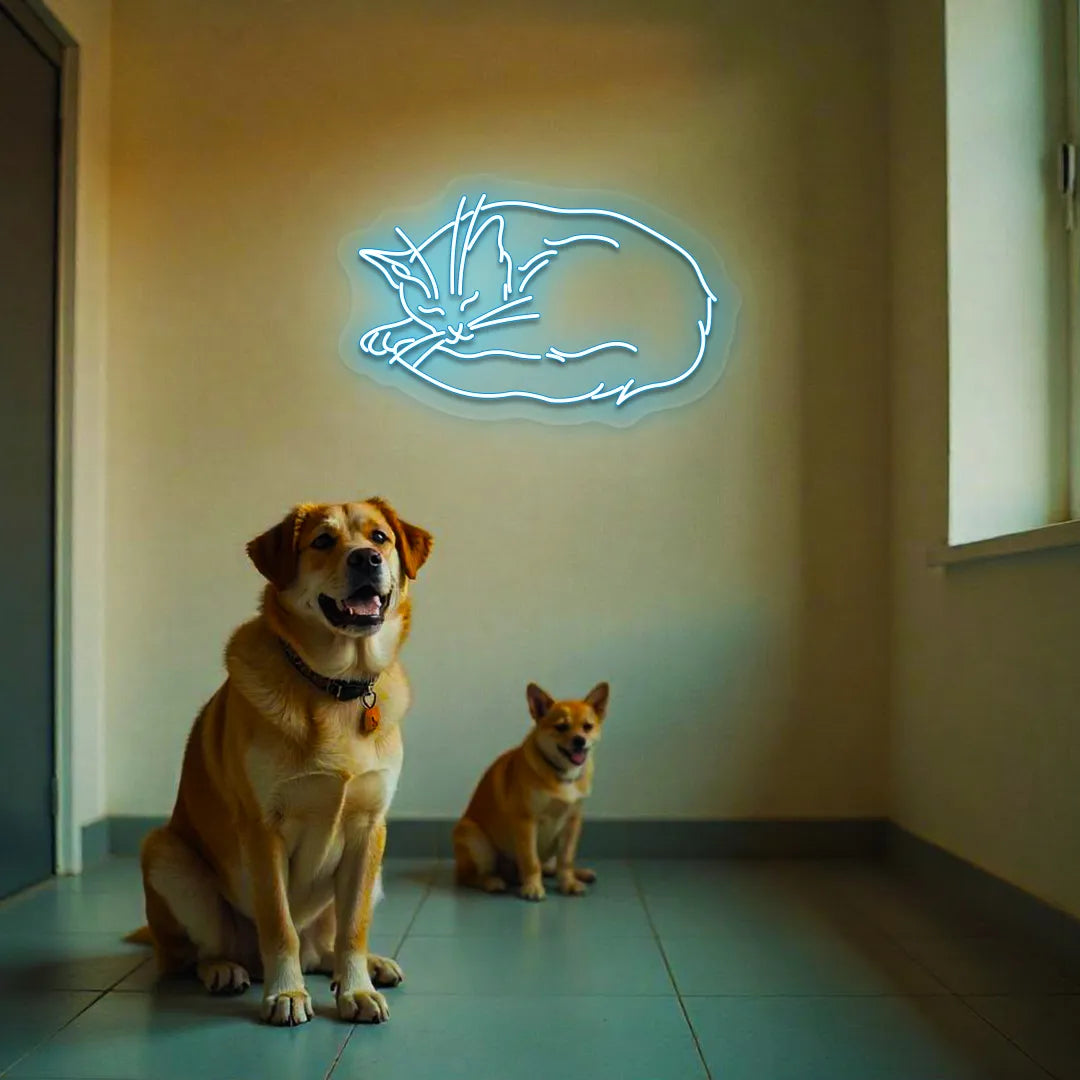 Sleeping Cat Neon Sign | Iceblue