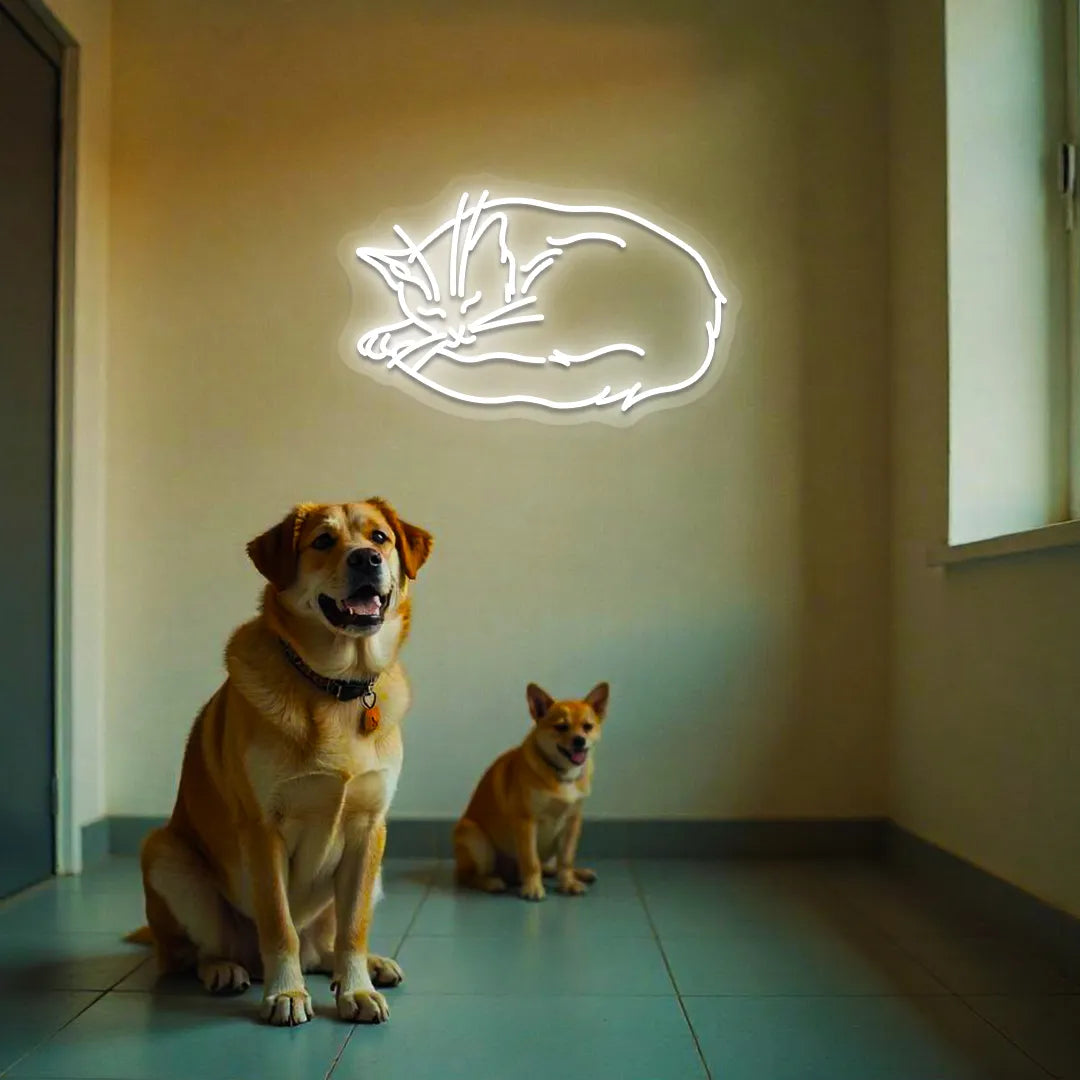 Sleeping Cat Neon Sign | warmwhite