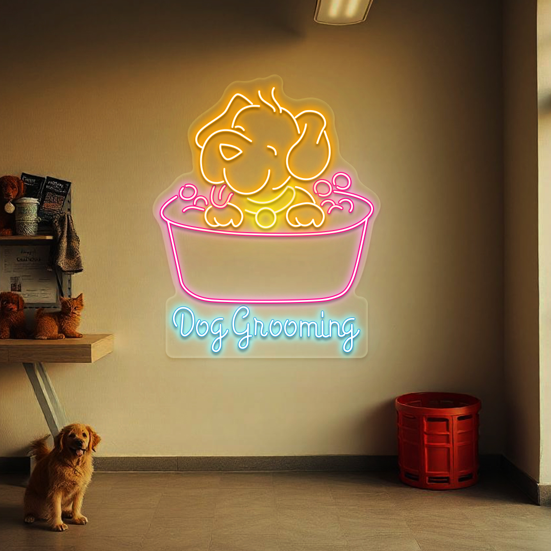Dog Groom Glow Neon Sign | Pink