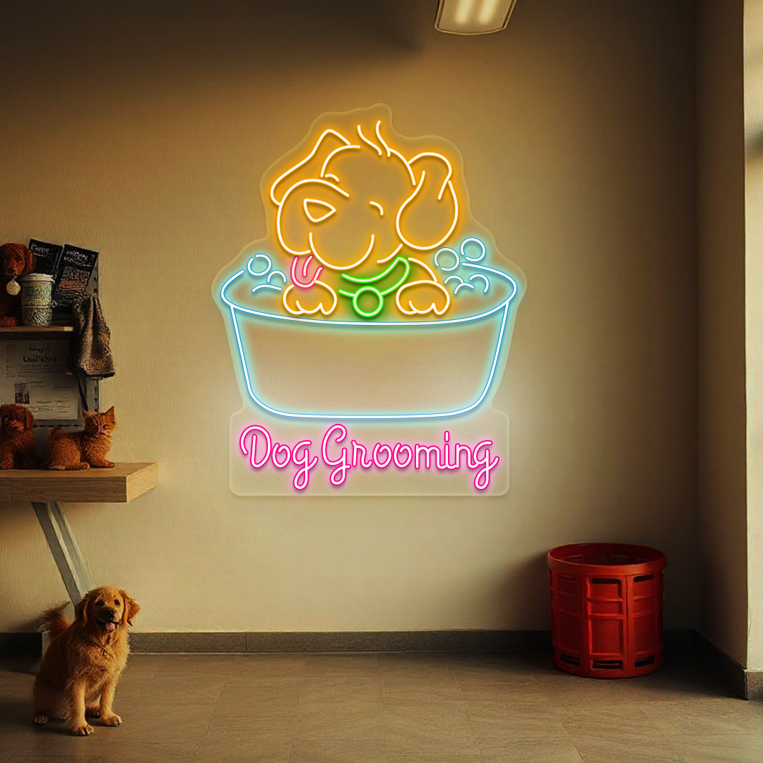 Dog Groom Glow Neon Sign | Iceblue