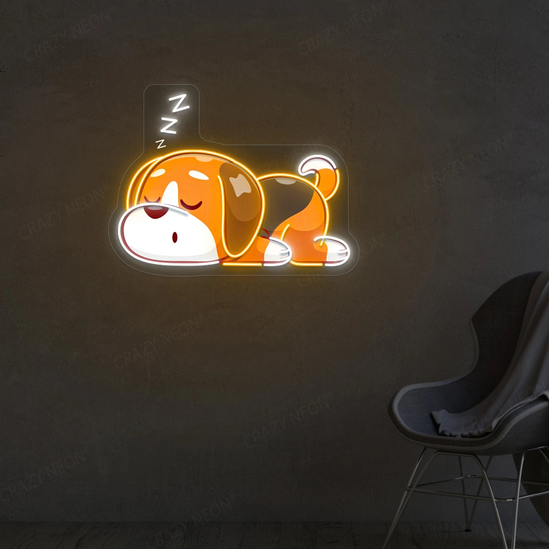 Dog Falling Asleep LED Artwork Neon Sign