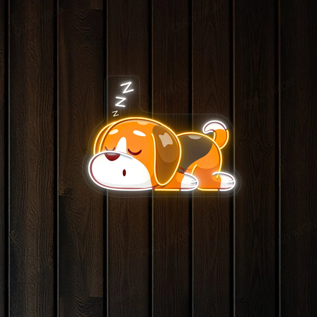 Dog Falling Asleep LED Artwork Neon Sign