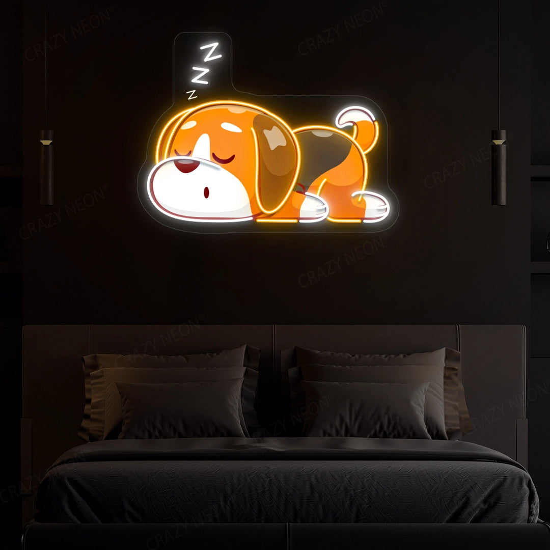 Dog Falling Asleep LED Artwork Neon Sign
