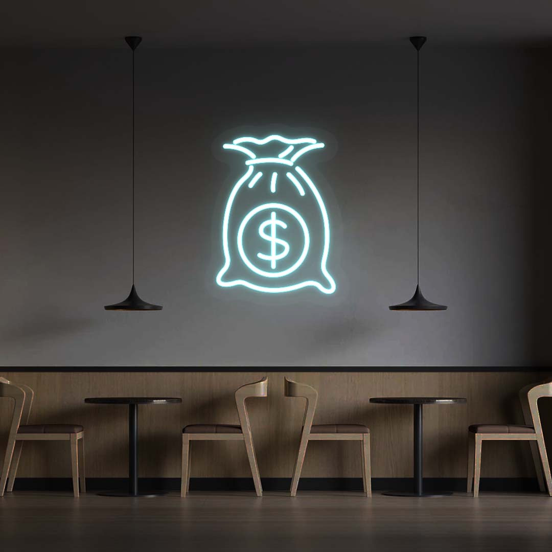 Dollar Bag Neon Sign | Iceblue