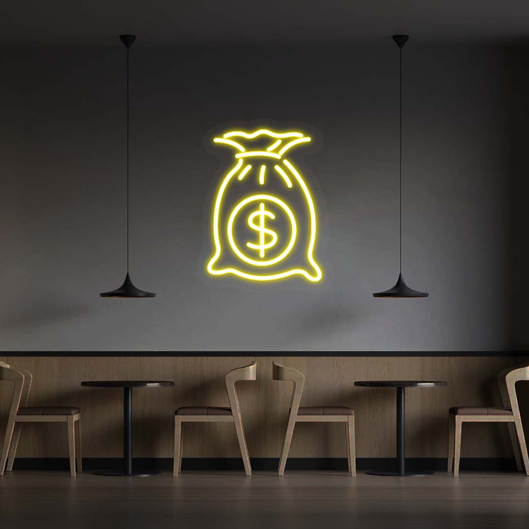Dollar Bag Neon Sign | Yellow