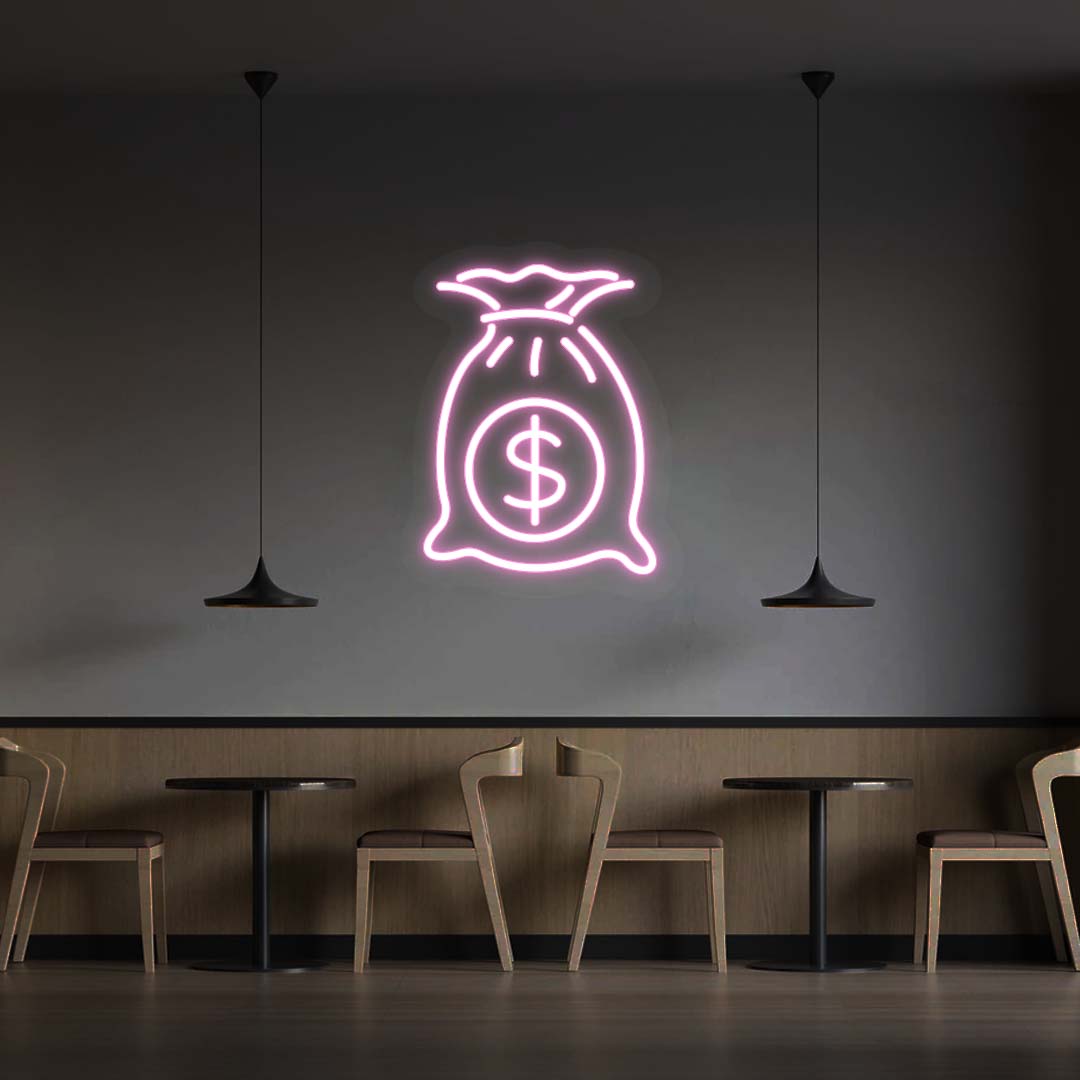 Dollar Bag Neon Sign | Pink