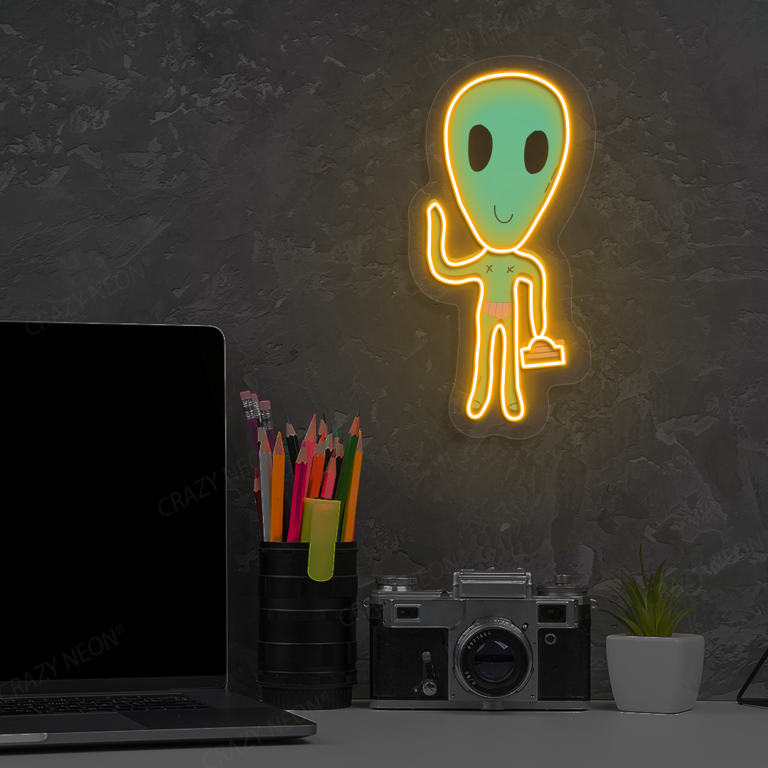 Alien Buddy Neon Artwork | Orange