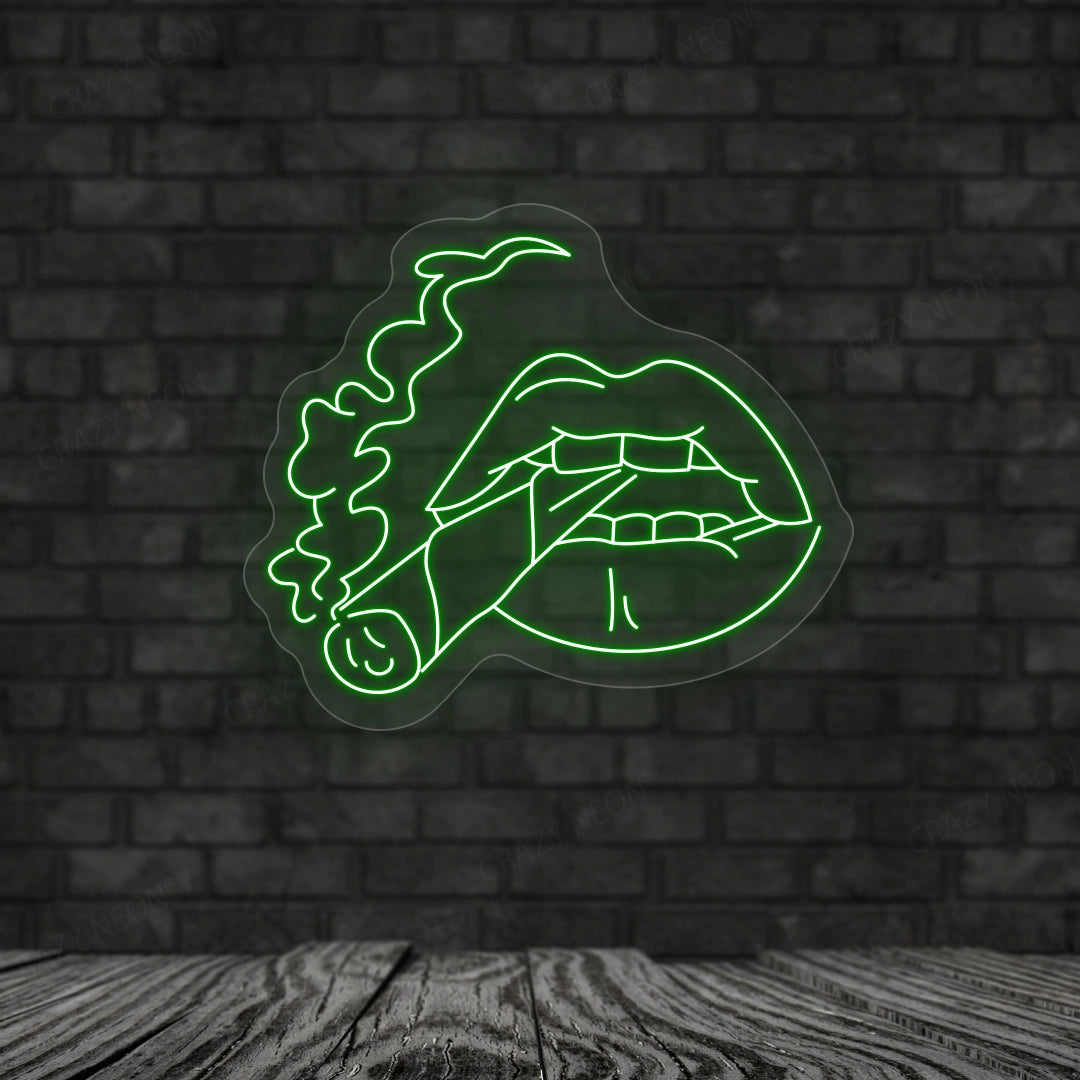 Cigarette in Mouth Neon Sign | green