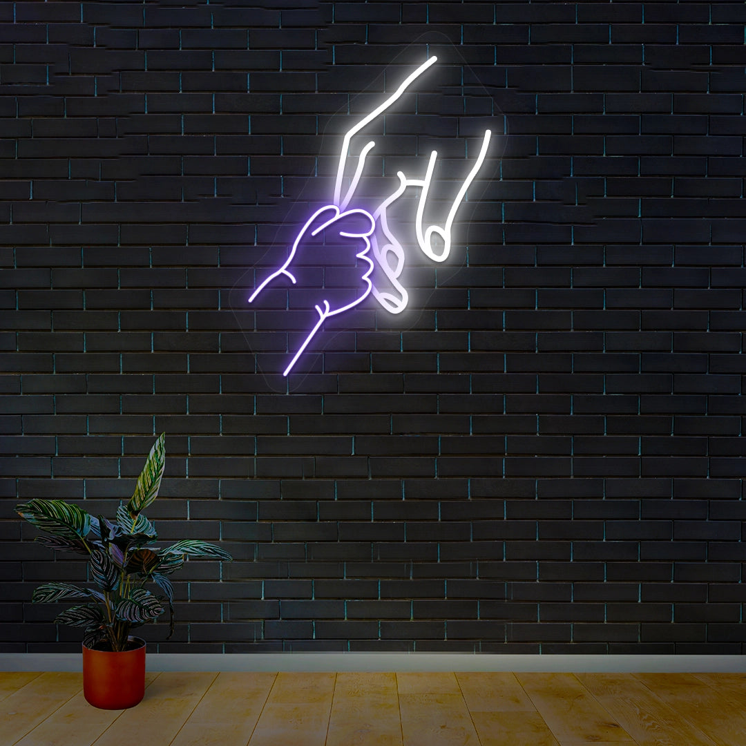 Baby Holding Dad Finger Neon Sign - Heartfelt Gift for Dad | Purple