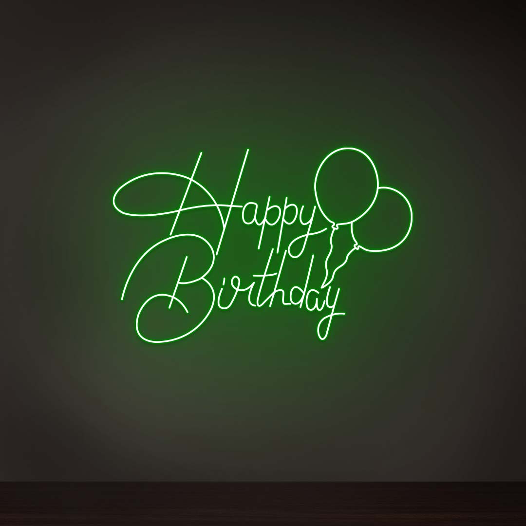 Happy Birthday With Balloons Neon Sign