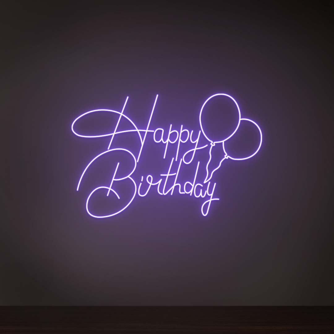 Happy Birthday With Balloons Neon Sign