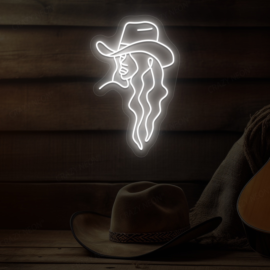 Cowgirl Neon Sign | White