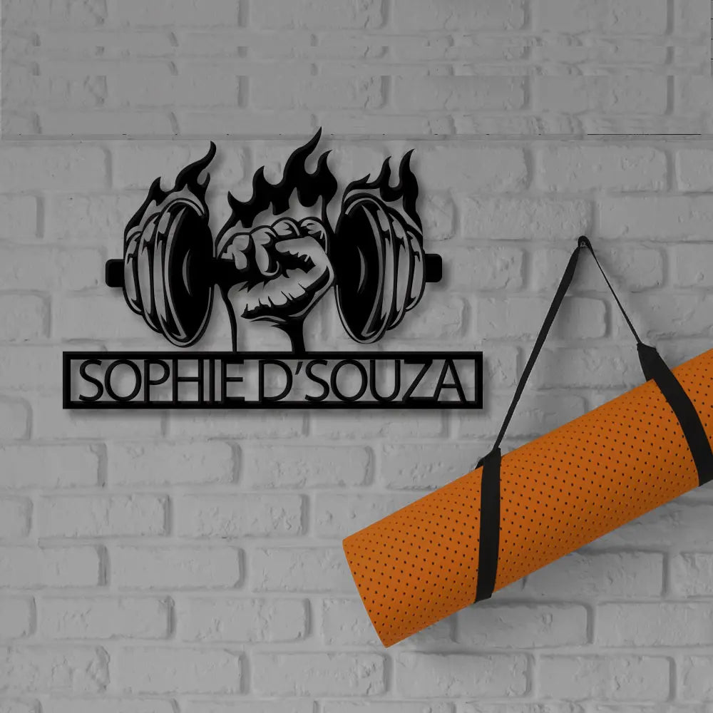 Hand With Dumble Custom Metal Sign