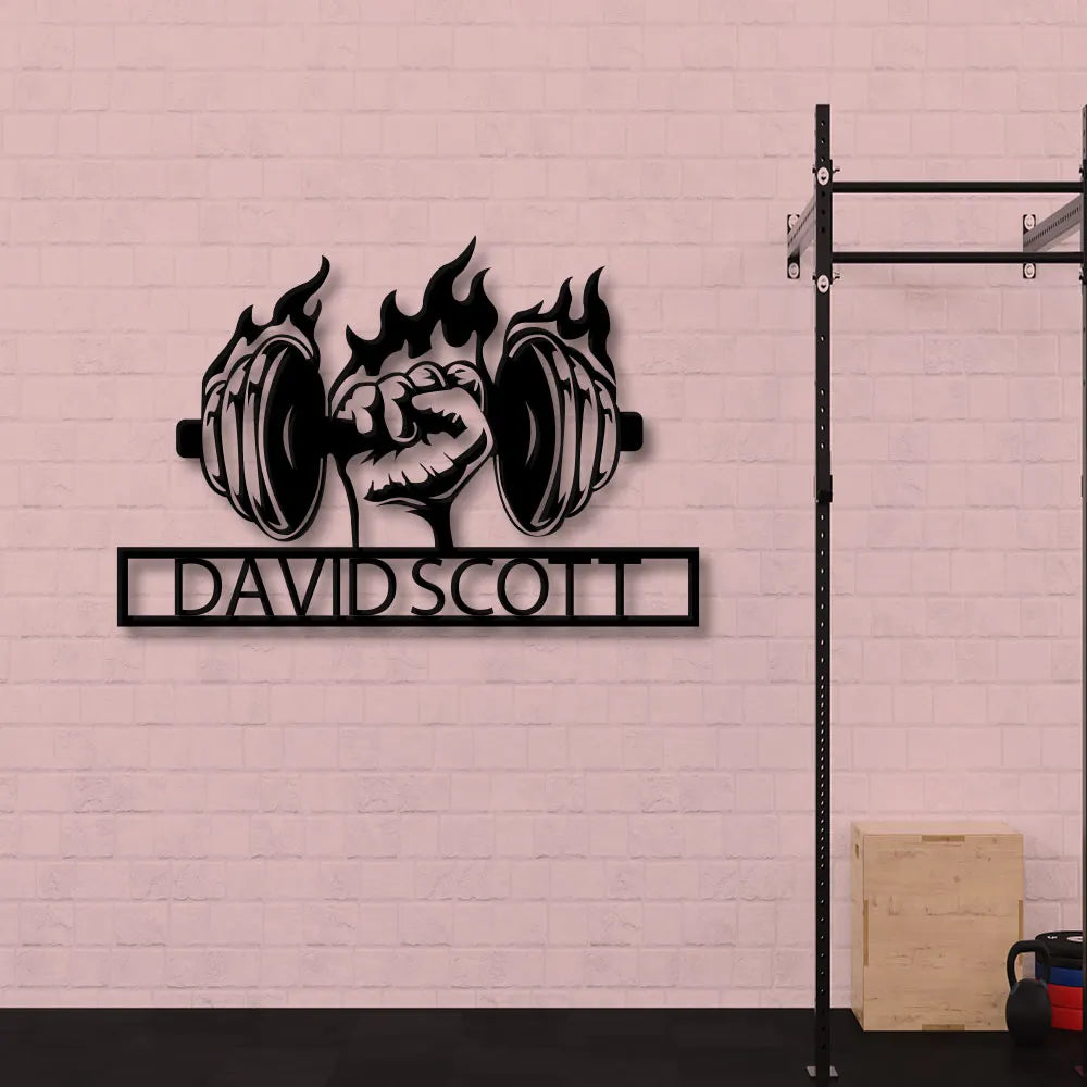 Hand With Dumble Custom Metal Sign