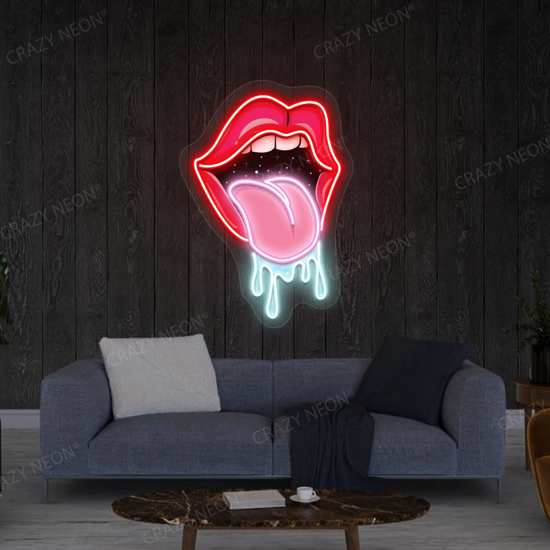 Dripping Lips Neon Artwork