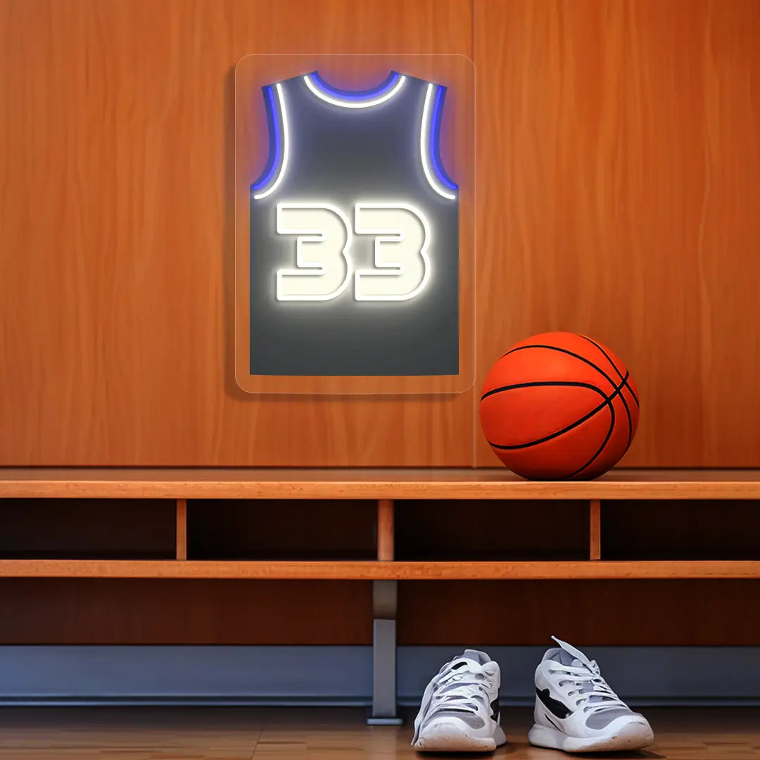 Milwaukees abdul-jabbar 33 Jersey Basketball Neon Artwork