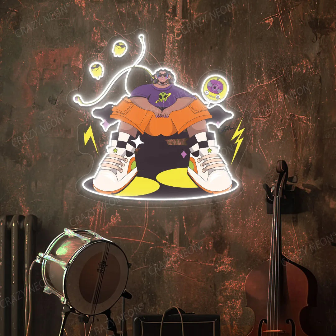 Vibe Check Mode Neon Artwork | White