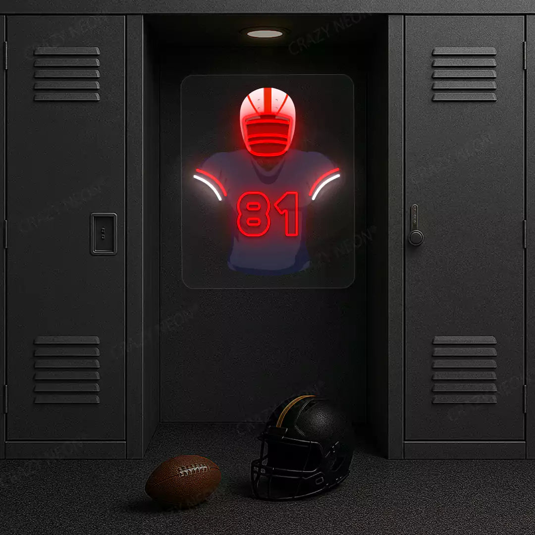 New England Moss 81 Jersey Football Neon Artwork