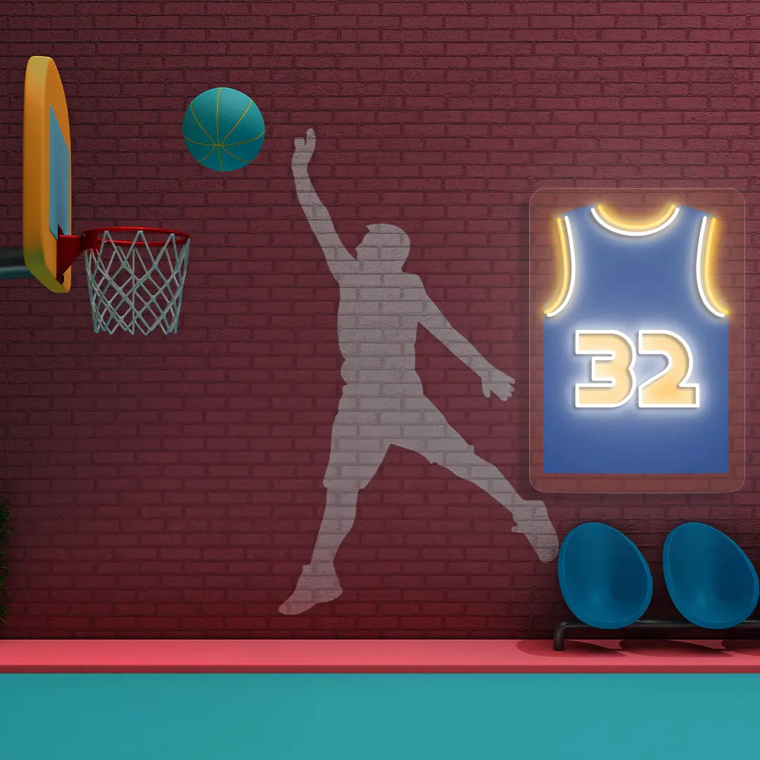 New York Towns 32 Jersey Basketball Neon Artwork