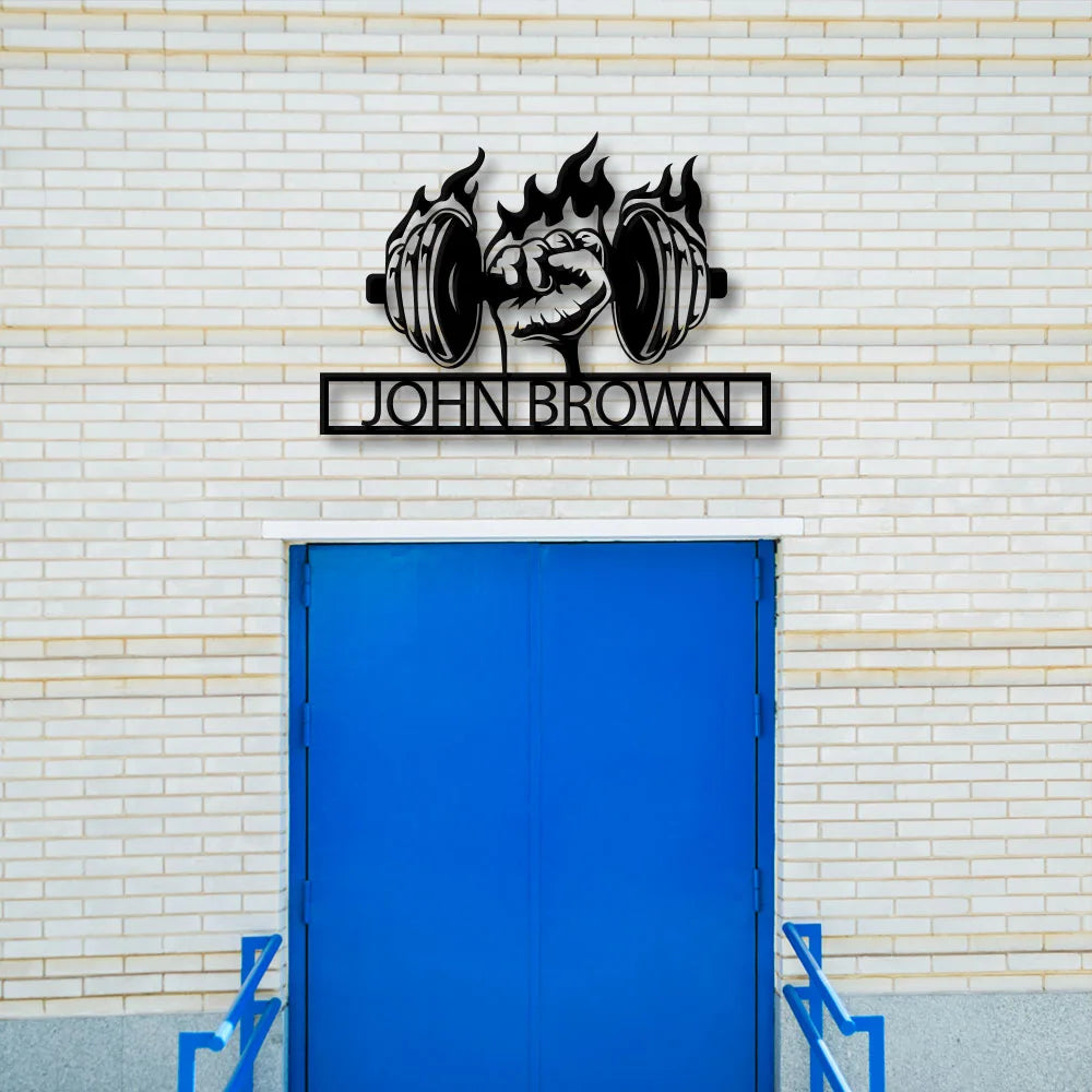 Hand With Dumble Custom Metal Sign