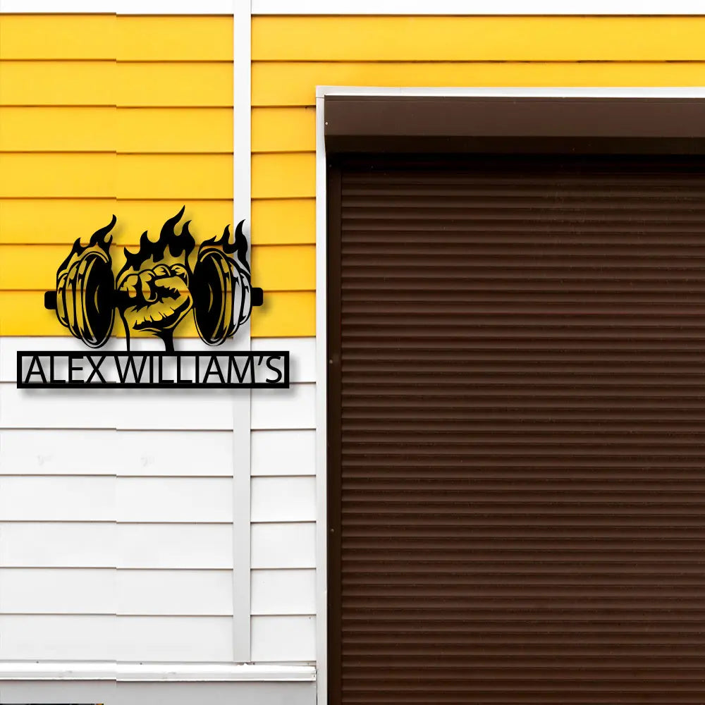 Hand With Dumble Custom Metal Sign