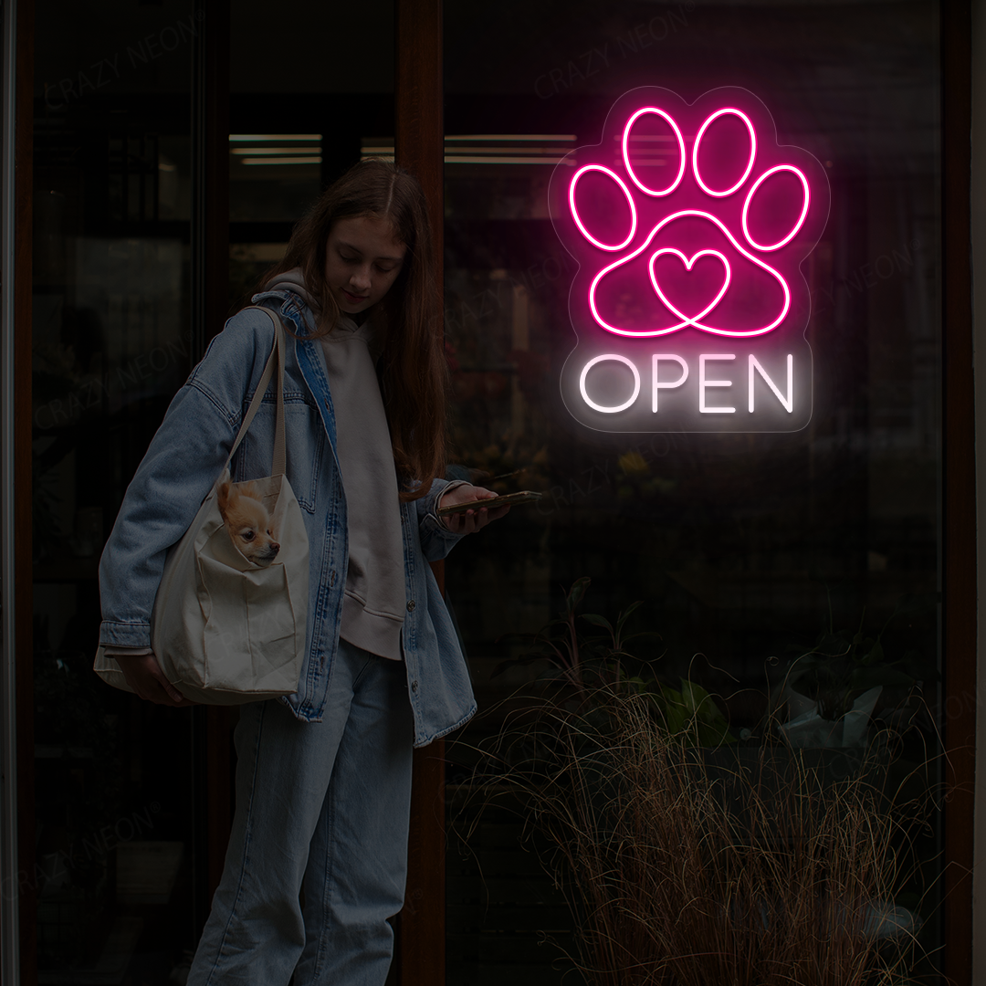 Beloved Pet Open Neon Sign | Pink