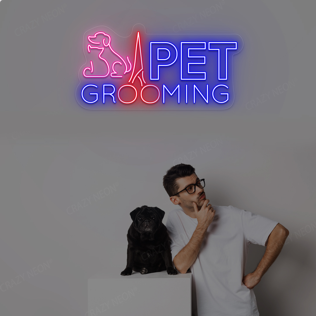 Pet Grooming Neon Sign | Red