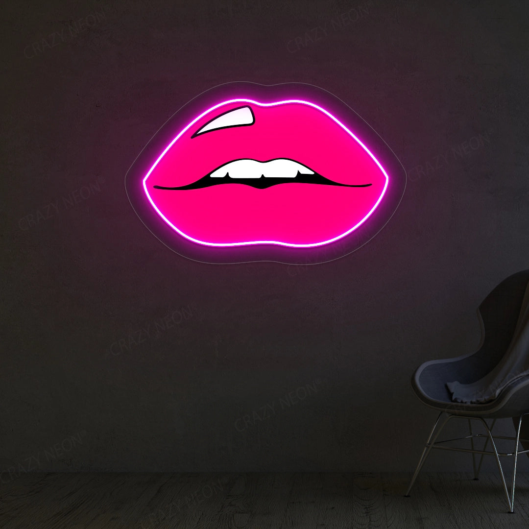 Lips Artwork Neon Sign | Pink