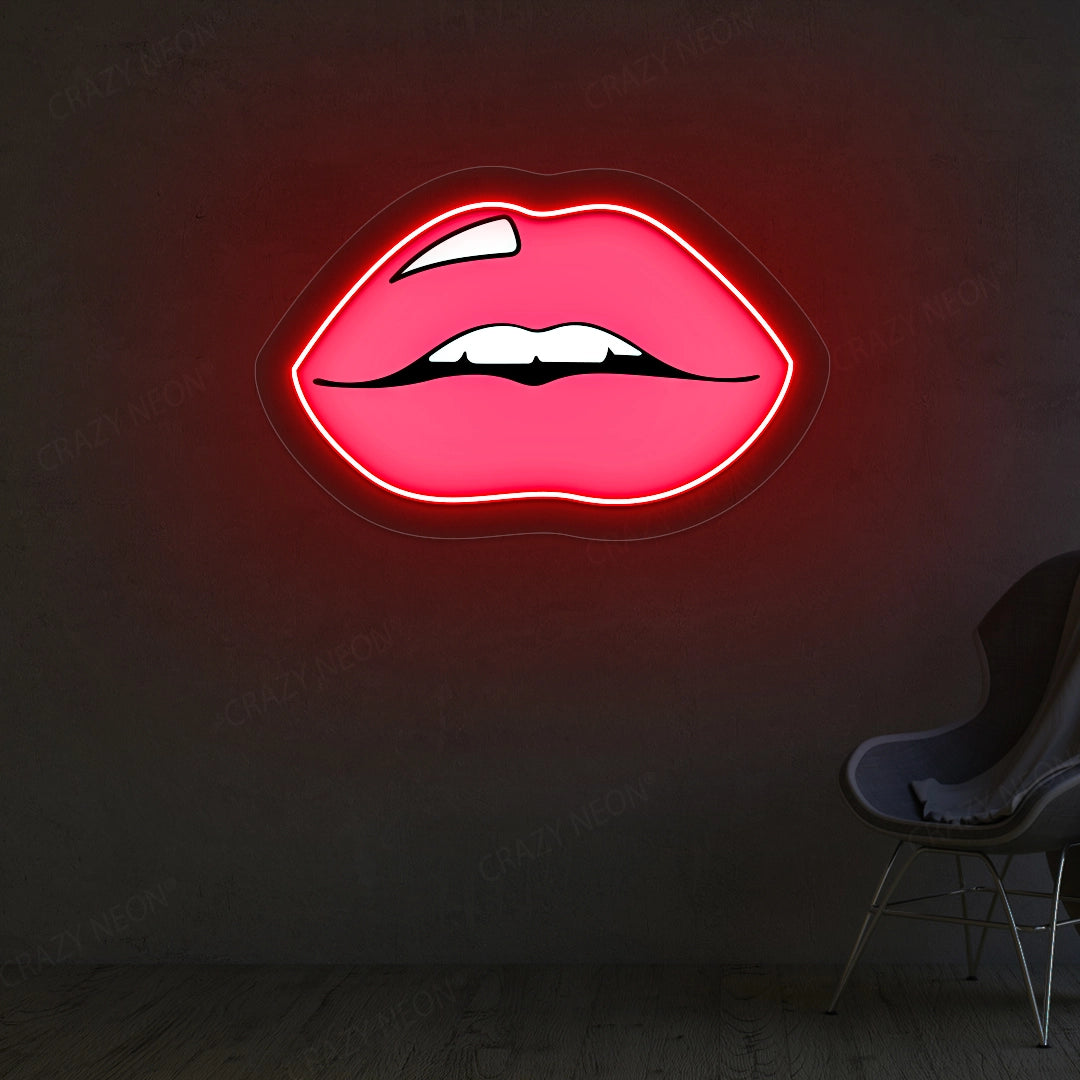 Lips Artwork Neon Sign | Red