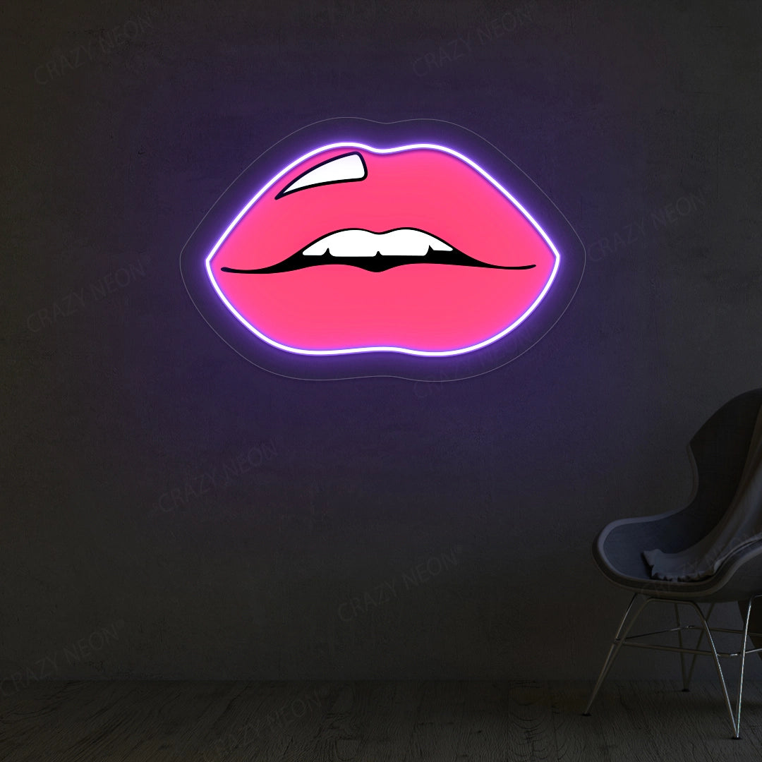 Lips Artwork Neon Sign | Purple