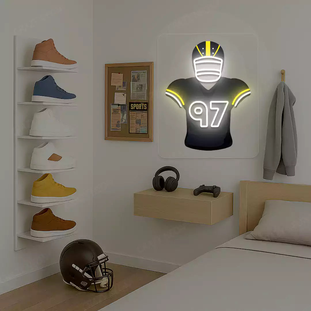 Pittsburgh Heyward 97 Jersey Football Neon Artwork