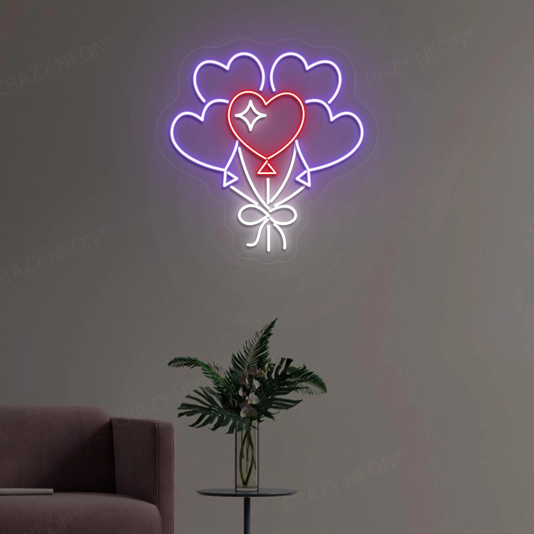 Happy valentine Day Heart Neon Sign | Purple