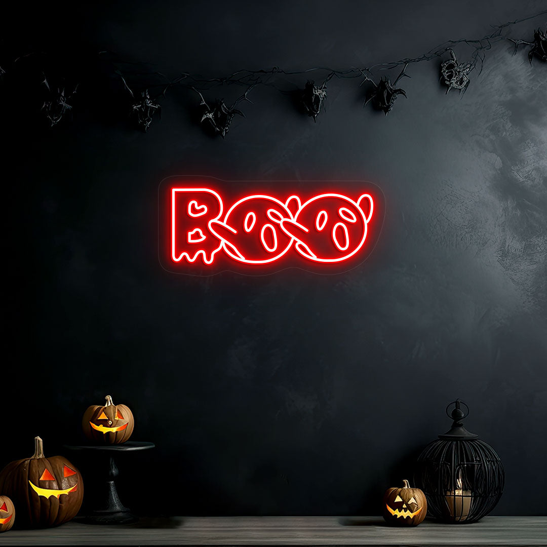 Boo With Ghouls Neon Sign | Red