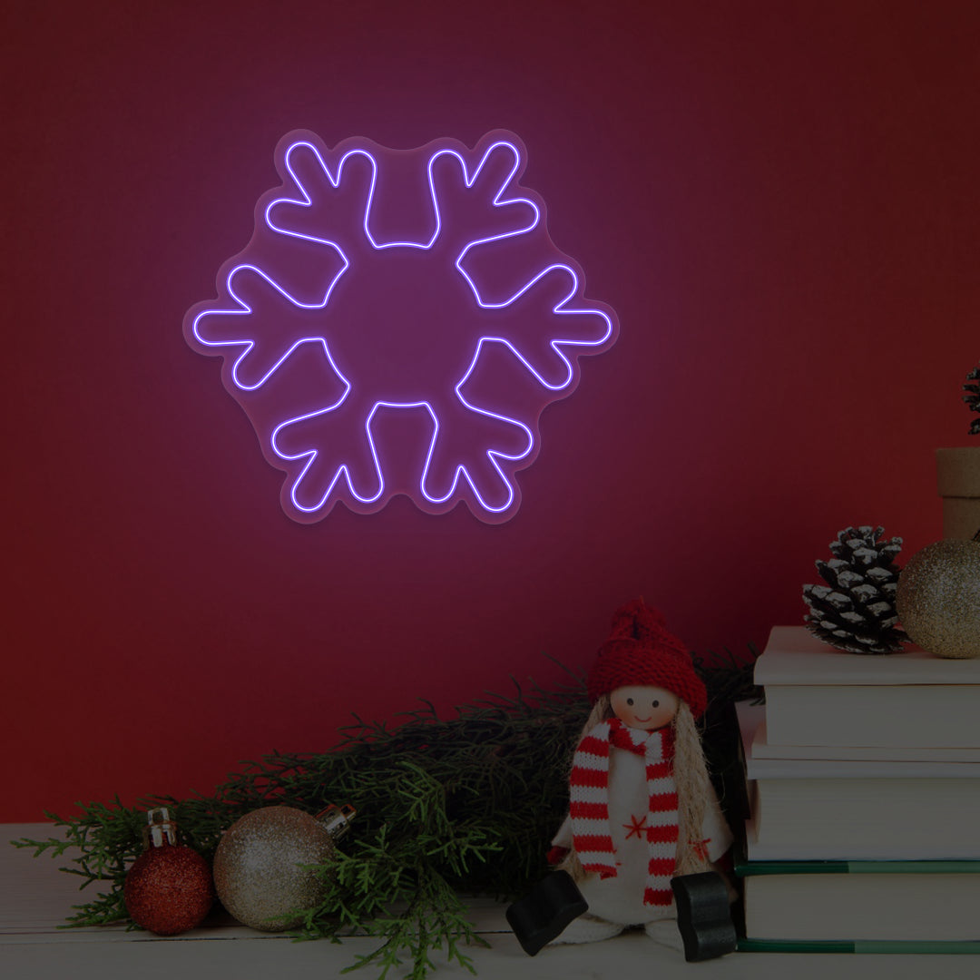 Frosted Snowflake Neon Sign | Purple