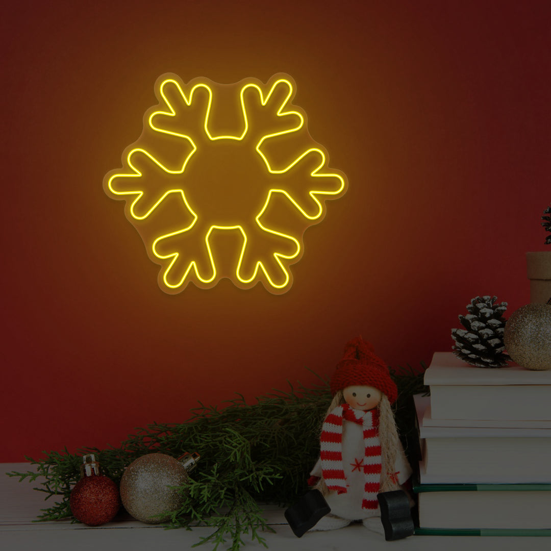 Frosted Snowflake Neon Sign | Yellow