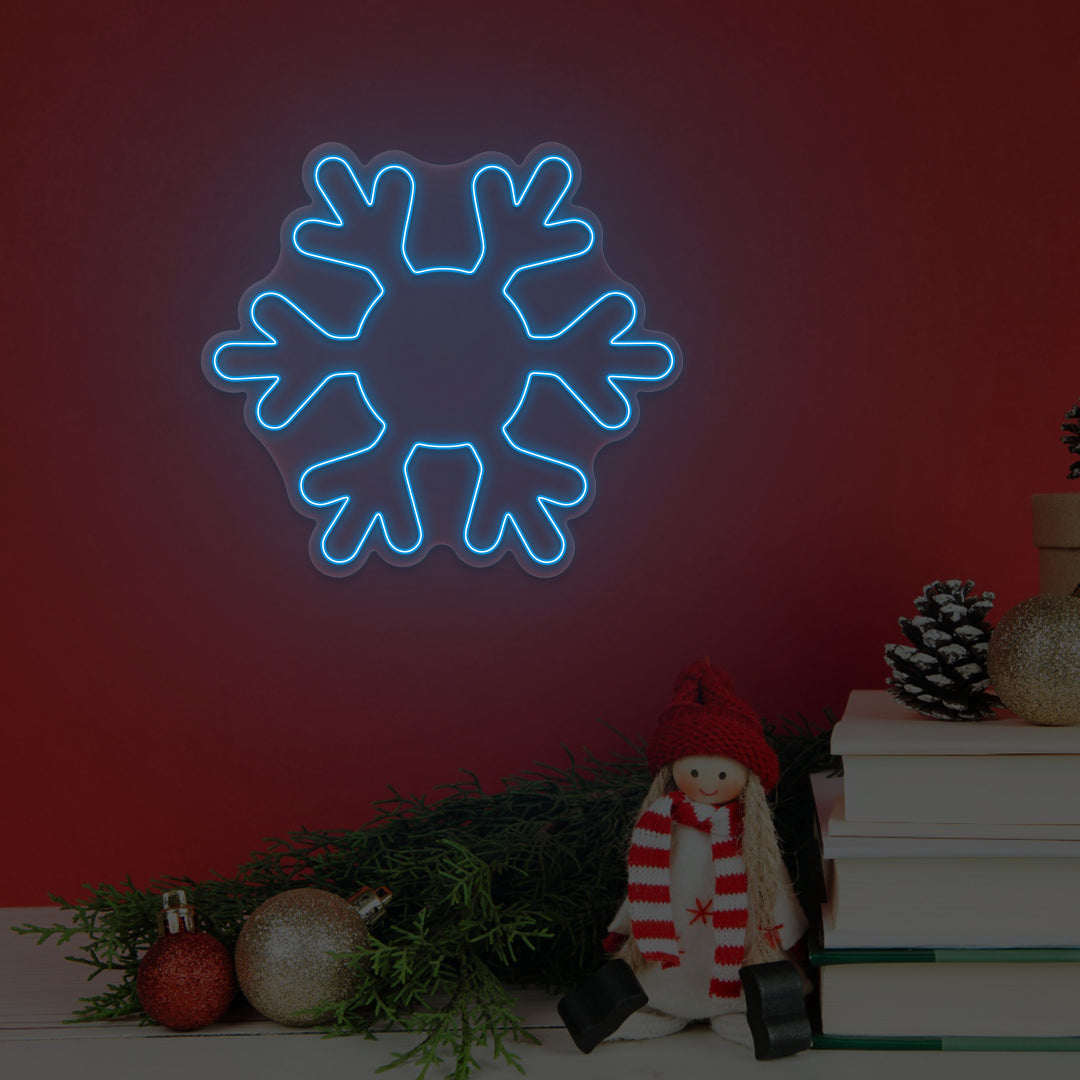 Frosted Snowflake Neon Sign | Iceblue