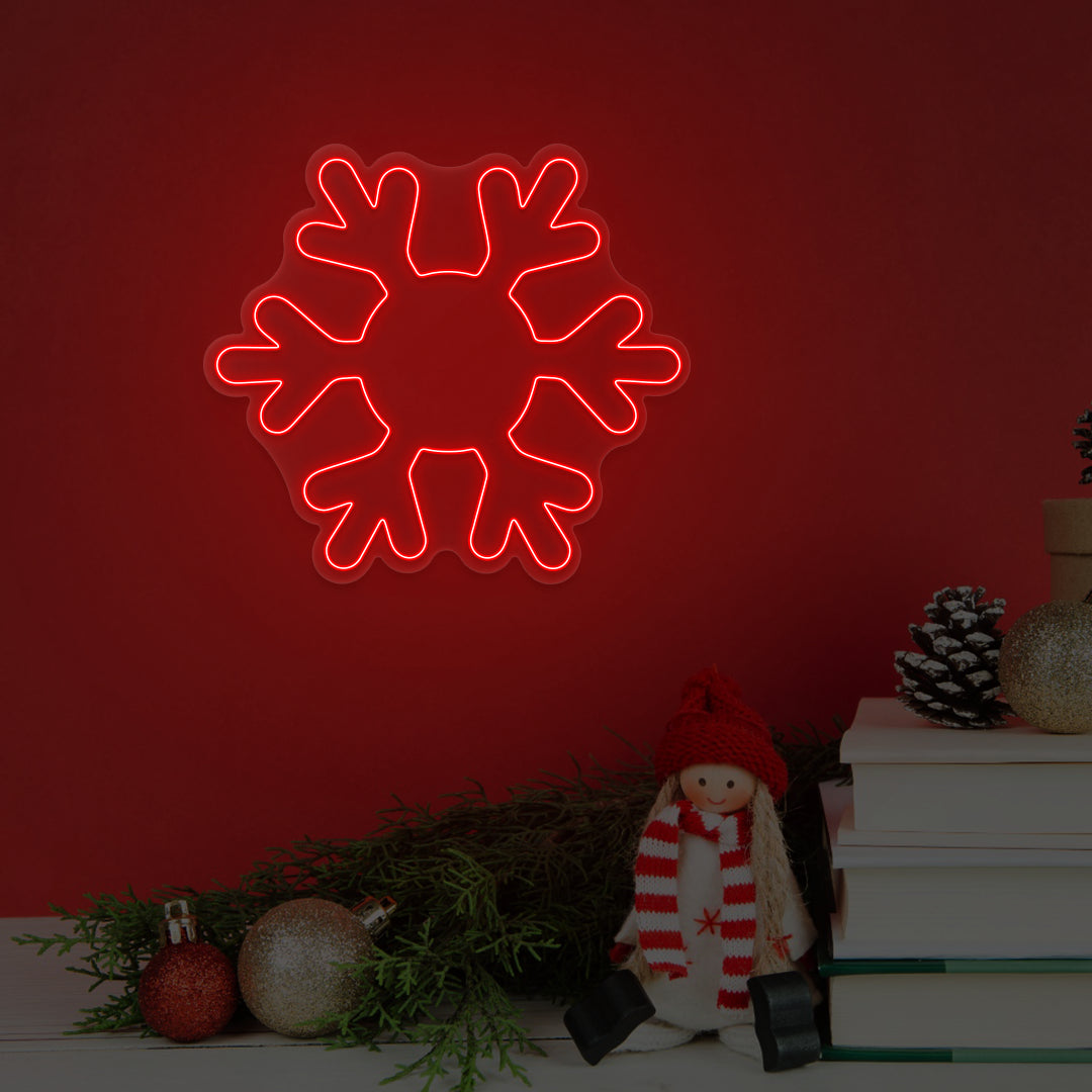 Frosted Snowflake Neon Sign | Red