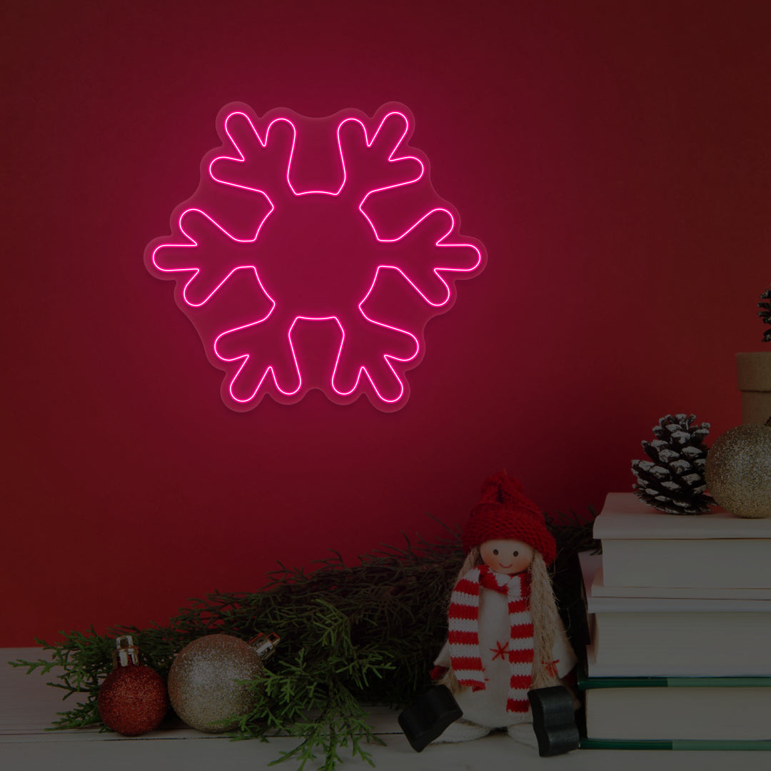Frosted Snowflake Neon Sign | Pink