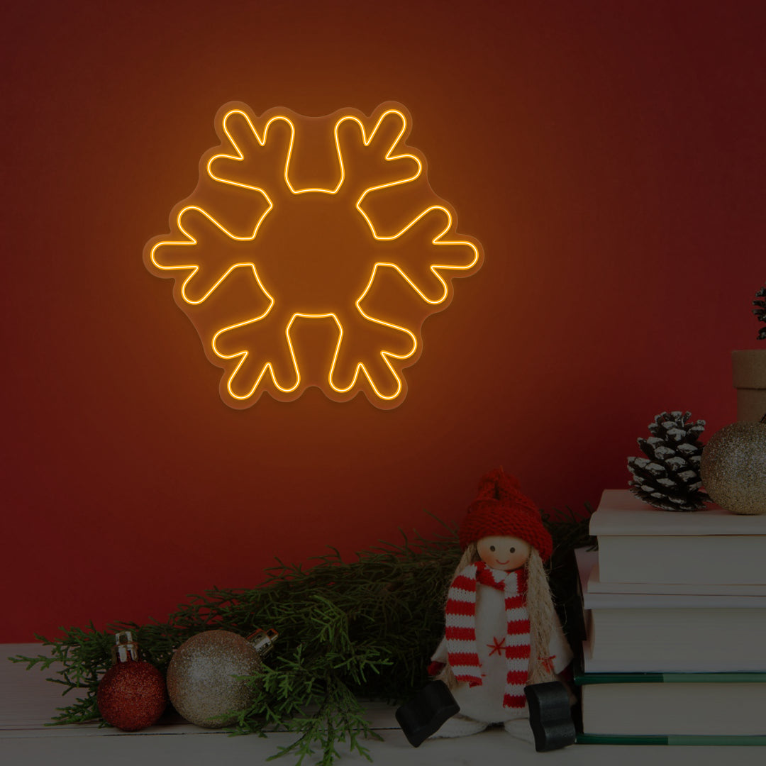 Frosted Snowflake Neon Sign | Orange