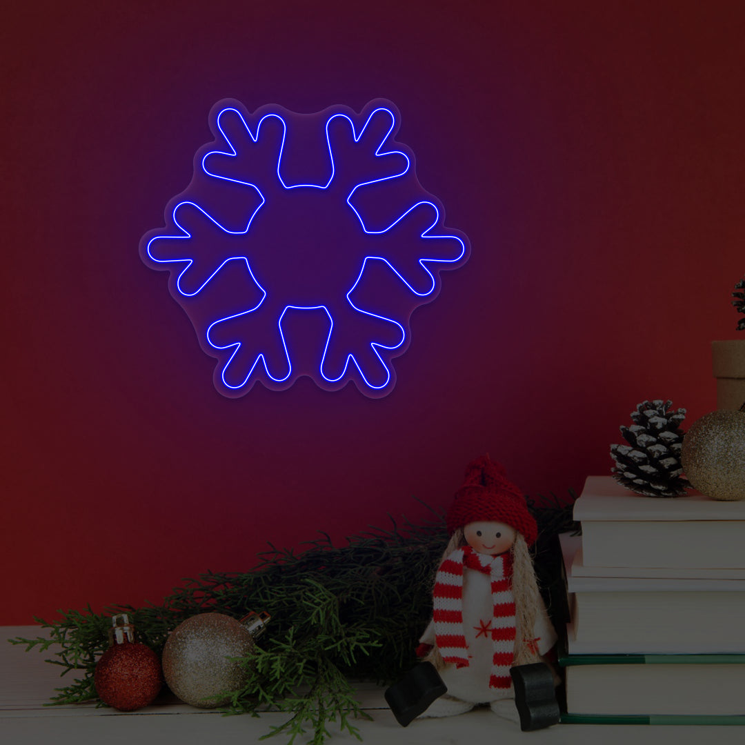 Frosted Snowflake Neon Sign| Blue
