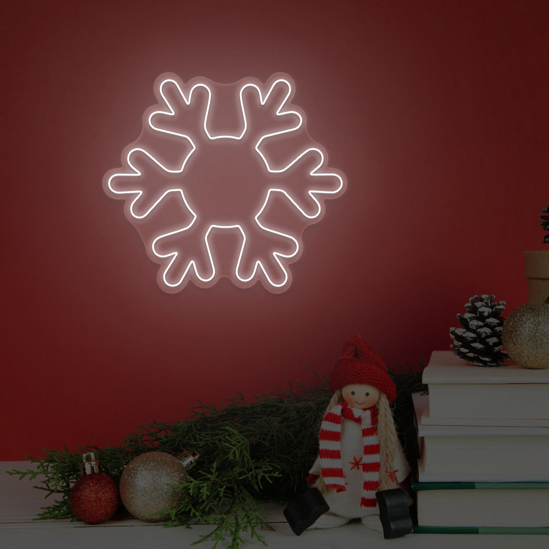 Frosted Snowflake Neon Sign | White