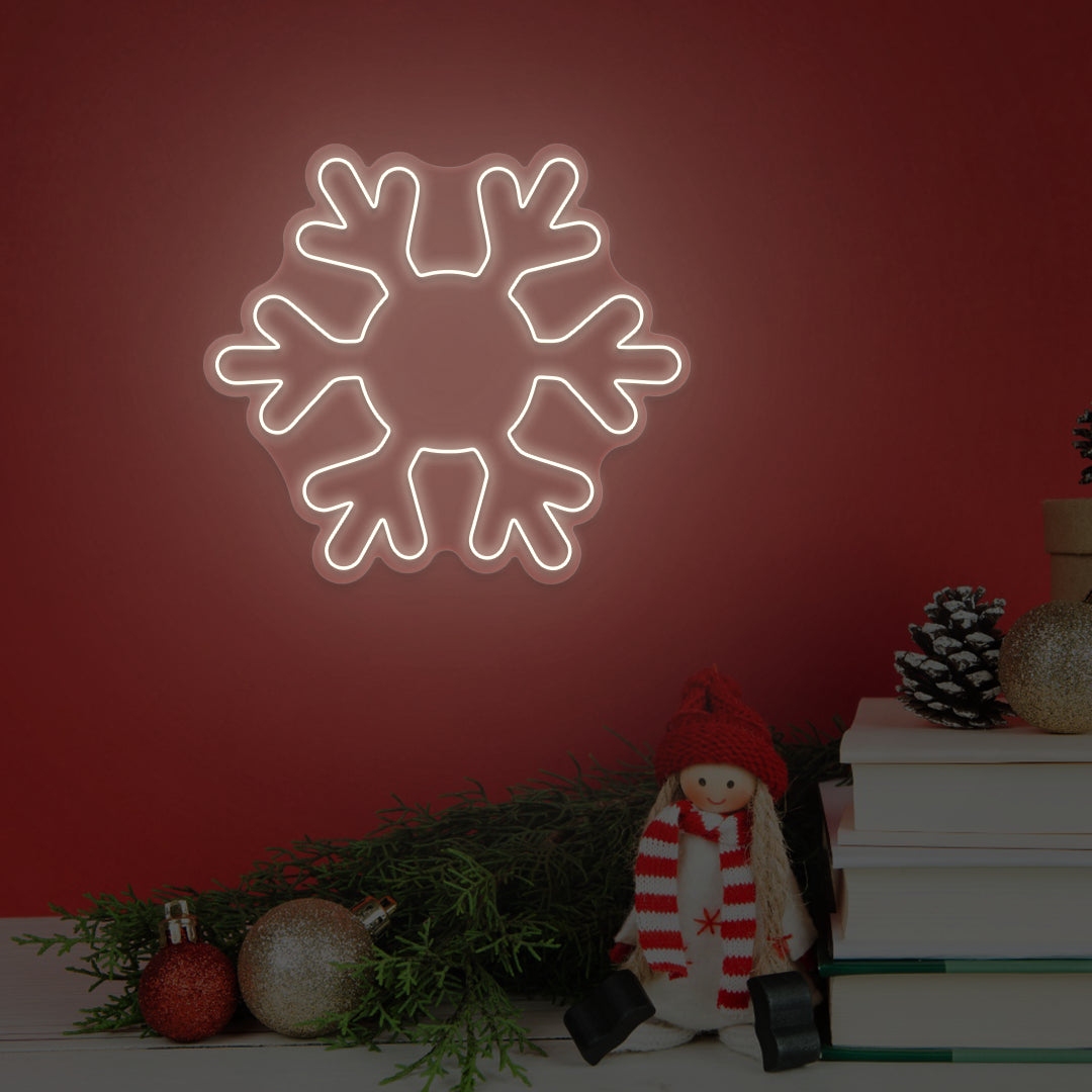 Frosted Snowflake Neon Sign | Warmwhite